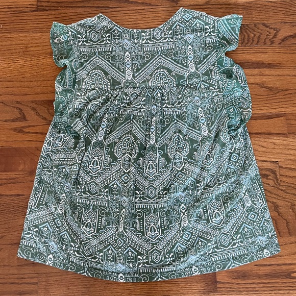 Lucky Brand Green Blue White Boho Print V-Neck Blouse Top Women’s Large - Picture 6 of 7